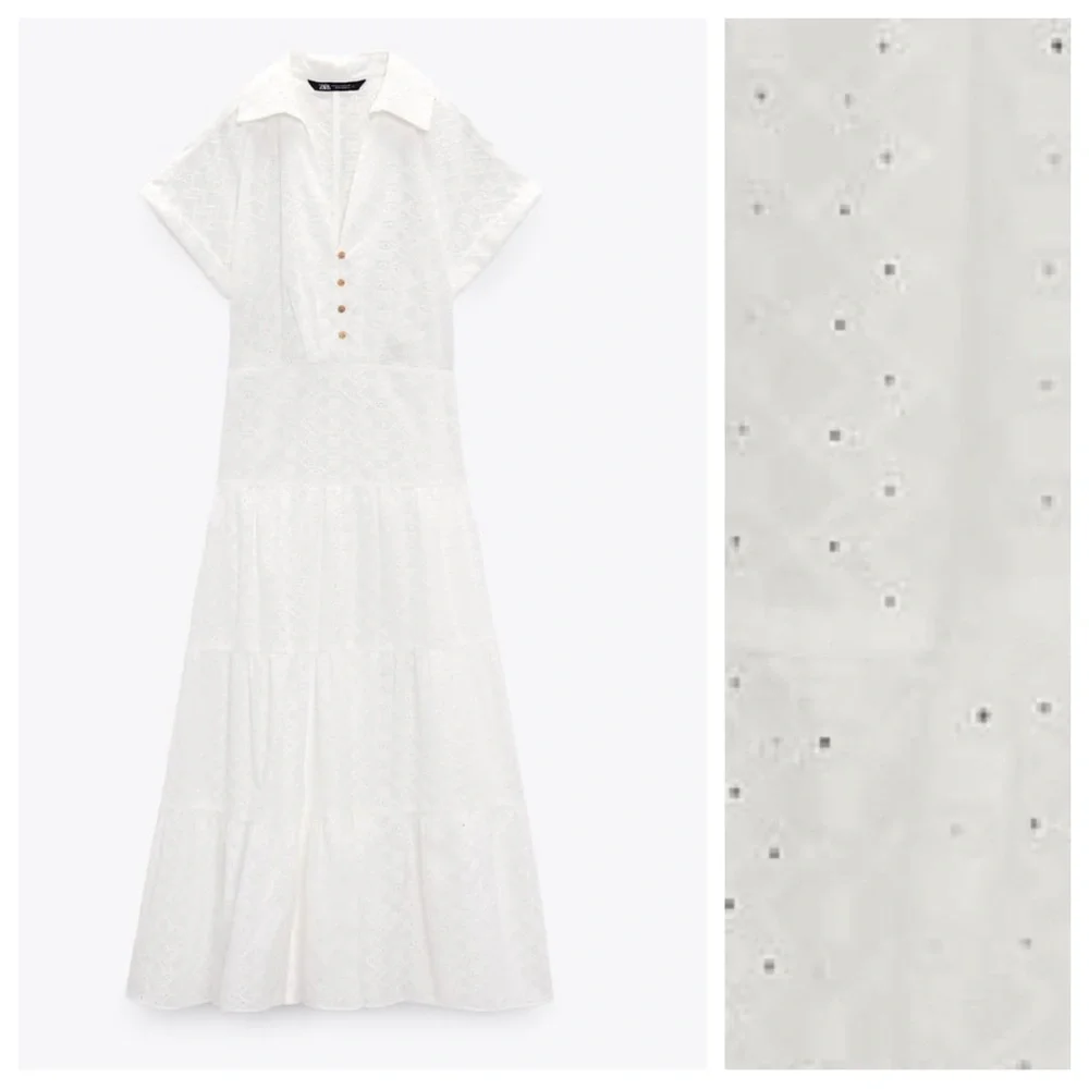 Zara White Eyelet Midi Dress - Picture 6 of 11